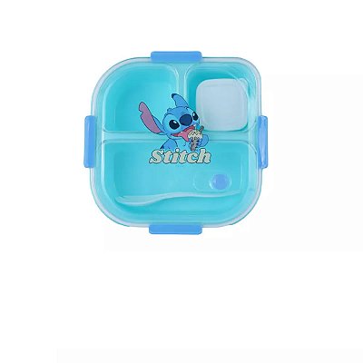 BENTO BOX COM TALHER DISNEY STITCH 1200 ML. MINISO 19 CM.