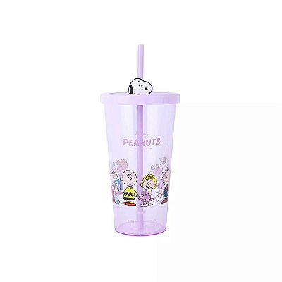 COPO COM CANUDO SNOOPY E SUA TURMA MINISO 600 ML.