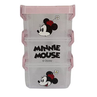 CAIXA ORGANIZADORA 3 CAIXAS COLEÇÃO DISNEY MINNIE MINISO 7X5X5 CM.