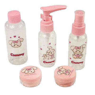 CONJUNTO DE FRASCOS PARA VIAGEM COLEÇÃO MIKKO COELHA 5 PÇS.