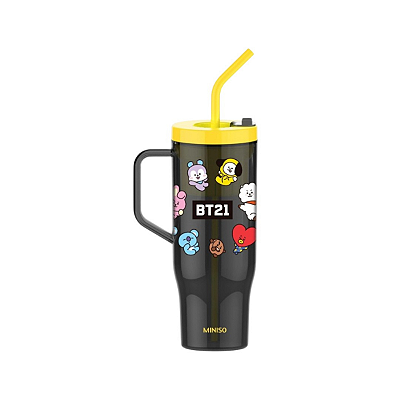 Copo Caneca BT21 UNIVERSTAR MINISO 1250ml Com Tampa Infusora