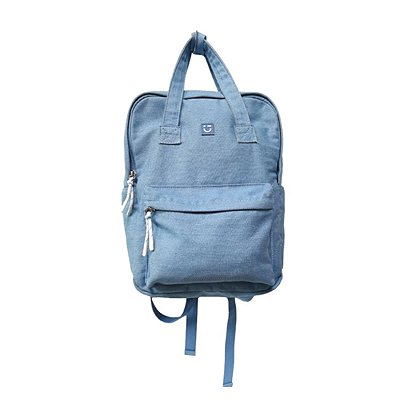 MOCHILA COM BOLSO FRONTAL EM JEANS MINISO