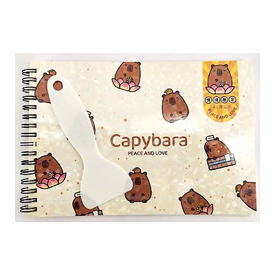 CADERNO REUTILIZAVÉL FAÇA SEUS ADESIVOS CAPIVARA (STICKER HOLDER)  MINISO