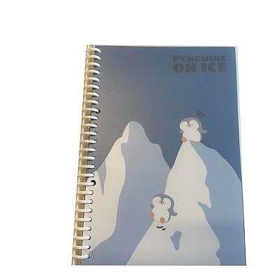 CADERNO ESTILO FOLHAS SOLTAS PINGUINS ON ICE MINISO