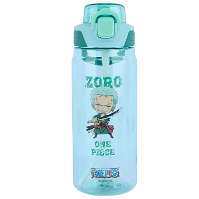 Garrafa com Alça e Canudo One Piece Zoro BPA Free Miniso