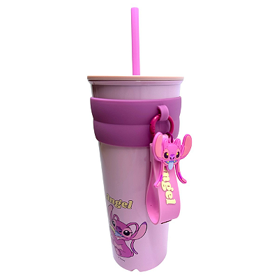Copo Angel Disney Aço Inox com Chaveiro De silicone Miniso