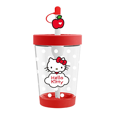 Copo Com Canudo Hello Kitty Apple Sanrio Miniso Original