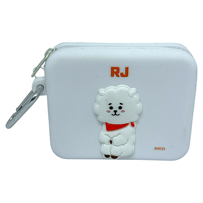 Porta Moedas Fofo RJ BT21 Silicone com Mosquetão Miniso