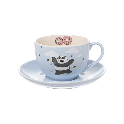 Xícara com pires de cerâmica Fofa We Bare Bears Panda Miniso