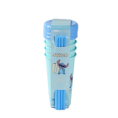 KIT 4 COPOS COM CANUDO STITCH DISNEY BPA FREE MINISO