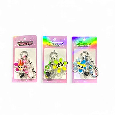 Chaveiro Meninas Superpoderosas Miçangas Flores Miniso