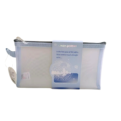 Estojo Miniso Malha Azul Claro Tela Resistente E Compacta