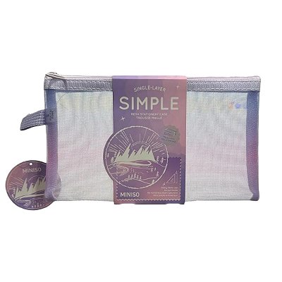 Estojo A6 de Malha Escolar Roxo Gradiente Miniso Original