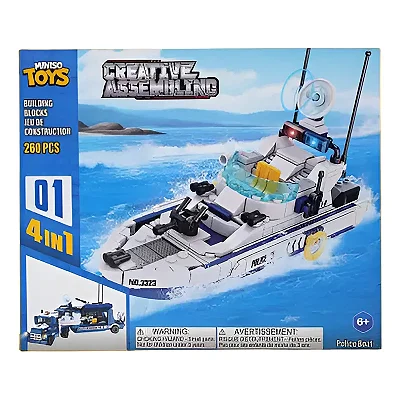 Blocos De Montar Brinquedo Barco Da Policia Miniso 260 Peças