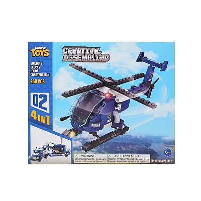 Miniso Blocos De Montar Helicóptero Policial Educativo
