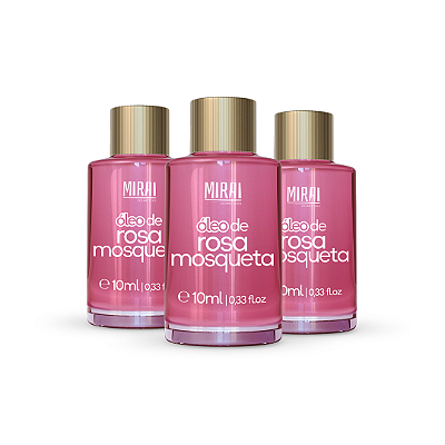 3x Óleo De Rosa Mosqueta Capilar 10ml MIRAI Reparador De Pontas Duplas