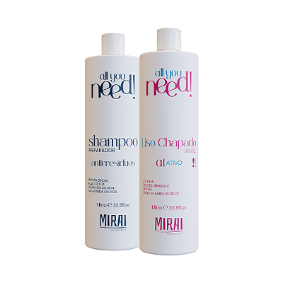 Kit Liso Chapado White + Shampoo Antiresiduos 1L - Mirai Cosméticos