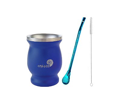 Cuia Inox + Canudo Chimarrão + Escova