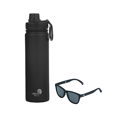 Kit corrida - 1 Garrafa Trilha 650 preta + 1 óculos preto