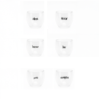 Kit Sentimento: 6 copos double wall 80ml - Personalizados