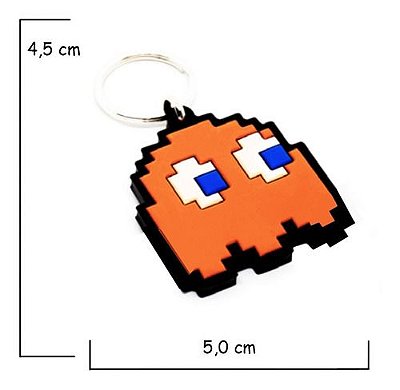 Chaveiro Fantasma Laranja Pac Man Emborrachado