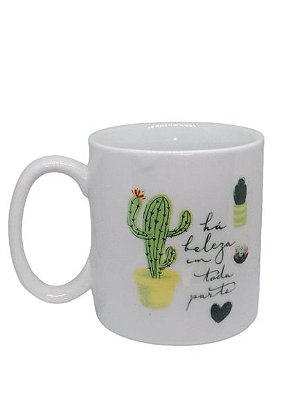 Caneca Branca Cactos