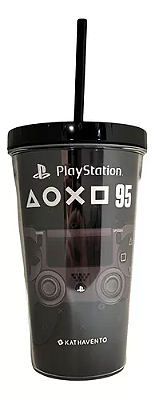 Copo com Canudo Playstation Original