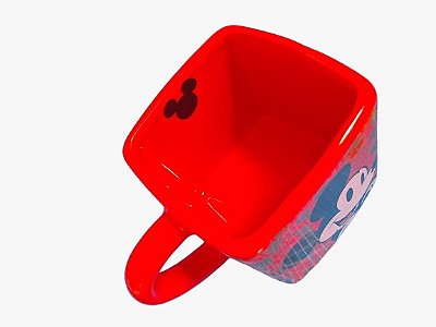 Caneca Quadrada em Cerâmica Mickey Vermelha