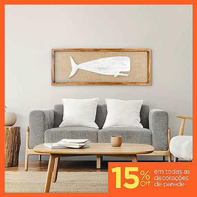 Quadro Alto Relevo com Moldura - Baleia Branca (100x35cm)