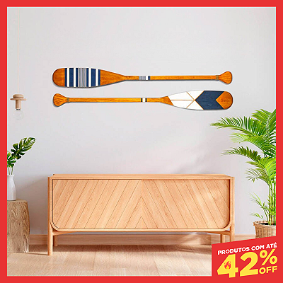 Kit 2 Remos Decorativos Canadenses Artesanais em Madeira (Pinturas C2 e C8)