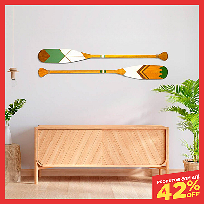 Kit 2 Remos Decorativos Canadenses Artesanais em Madeira (Pinturas C3 e C7)