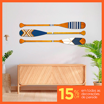 Kit 3 Remos Decorativos Canadenses Artesanais em Madeira (Pinturas C2, C6 e C8)