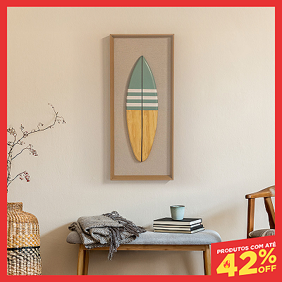 Quadro Artesanal Prancha de Surf - Single Verde Trilha (70x30cm)