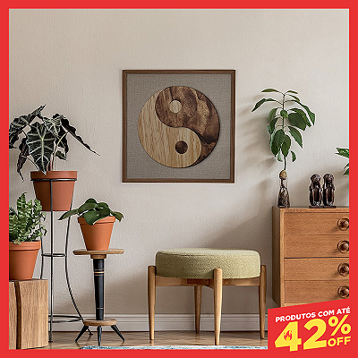 Quadro Artesanal em Alto Relevo - Yin Yang (60x60cm)