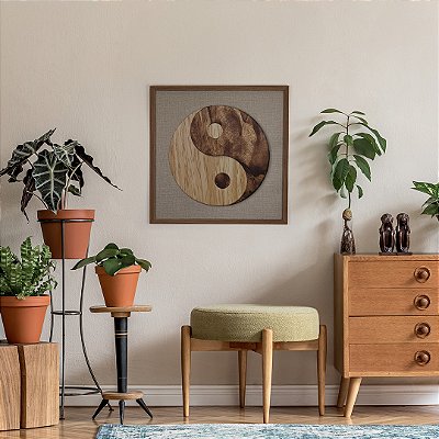 Quadro Artesanal em Alto Relevo - Yin Yang (60x60cm)