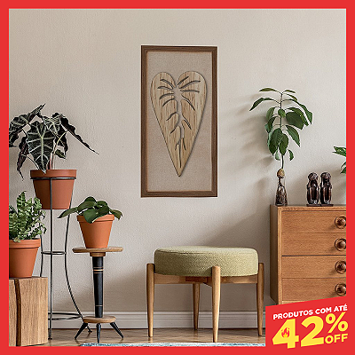 Quadro em Alto Relevo - Folha de Alocasia (70x30cm)