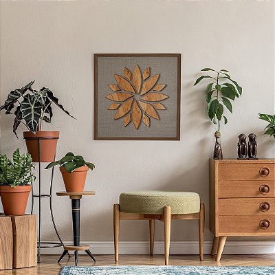 Quadro em Alto Relevo - Mandala Flor de Lotus (60x60cm)