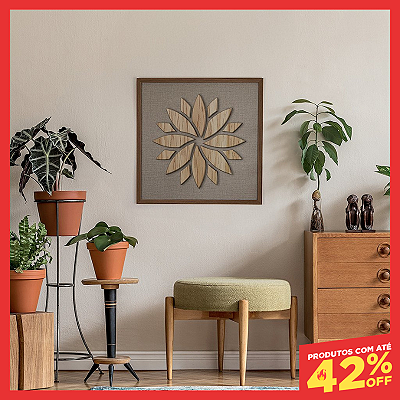 Quadro em Alto Relevo - Mandala Flor de Lotus (60x60cm)