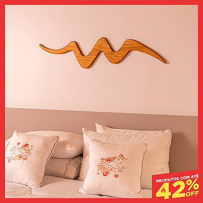Escultura de Parede 117X30 cm - Montanhas - Cor: Imbuia