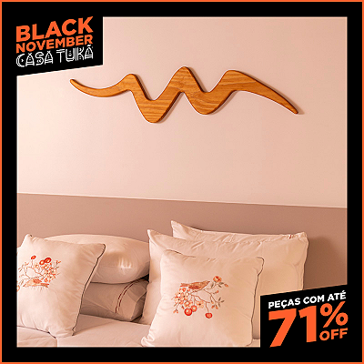 Escultura de Parede 117X30 cm - Montanhas - Cor: Imbuia