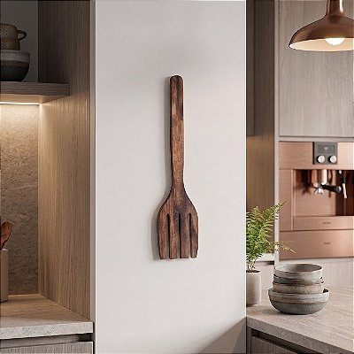 Garfo em Madeira - Decoração Area Gourmet (68x14cm)