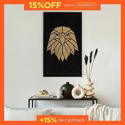 Quadro Artesanal em Alto Relevo - Águia (90x60cm)