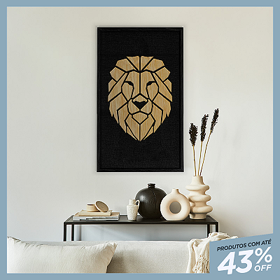 Quadro Artesanal em Alto Relevo - Leão (90x60cm)