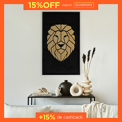 Quadro Artesanal em Alto Relevo - Leão (90x60cm)