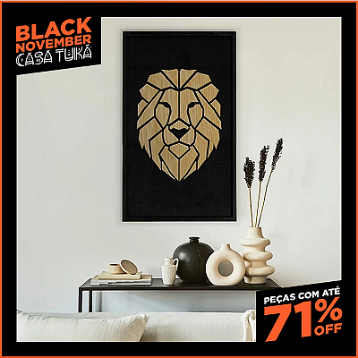 Quadro Artesanal em Alto Relevo -  Leão (90x60cm)