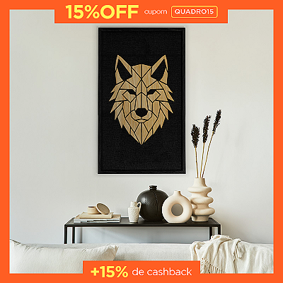 Quadro Artesanal em Alto Relevo - Lobo (90x60cm)