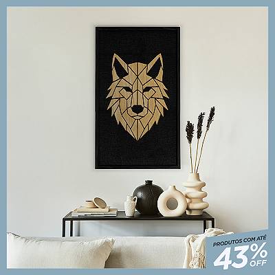 Quadro Artesanal em Alto Relevo - Lobo (90x60cm)