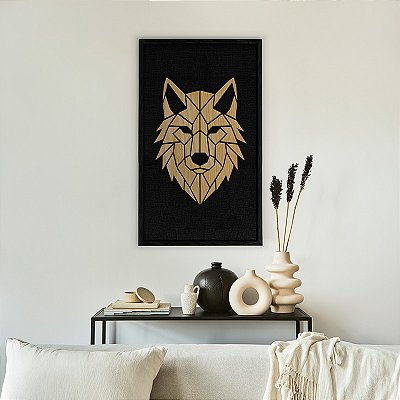 Quadro Artesanal em Alto Relevo -  Lobo (90x60cm)