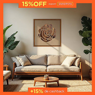 Quadro Artesanal em Alto Relevo - Flor de Rosa (60x60cm)