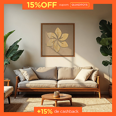 Quadro Artesanal em Alto Relevo - Flor de Lotus 2 (60x60cm)